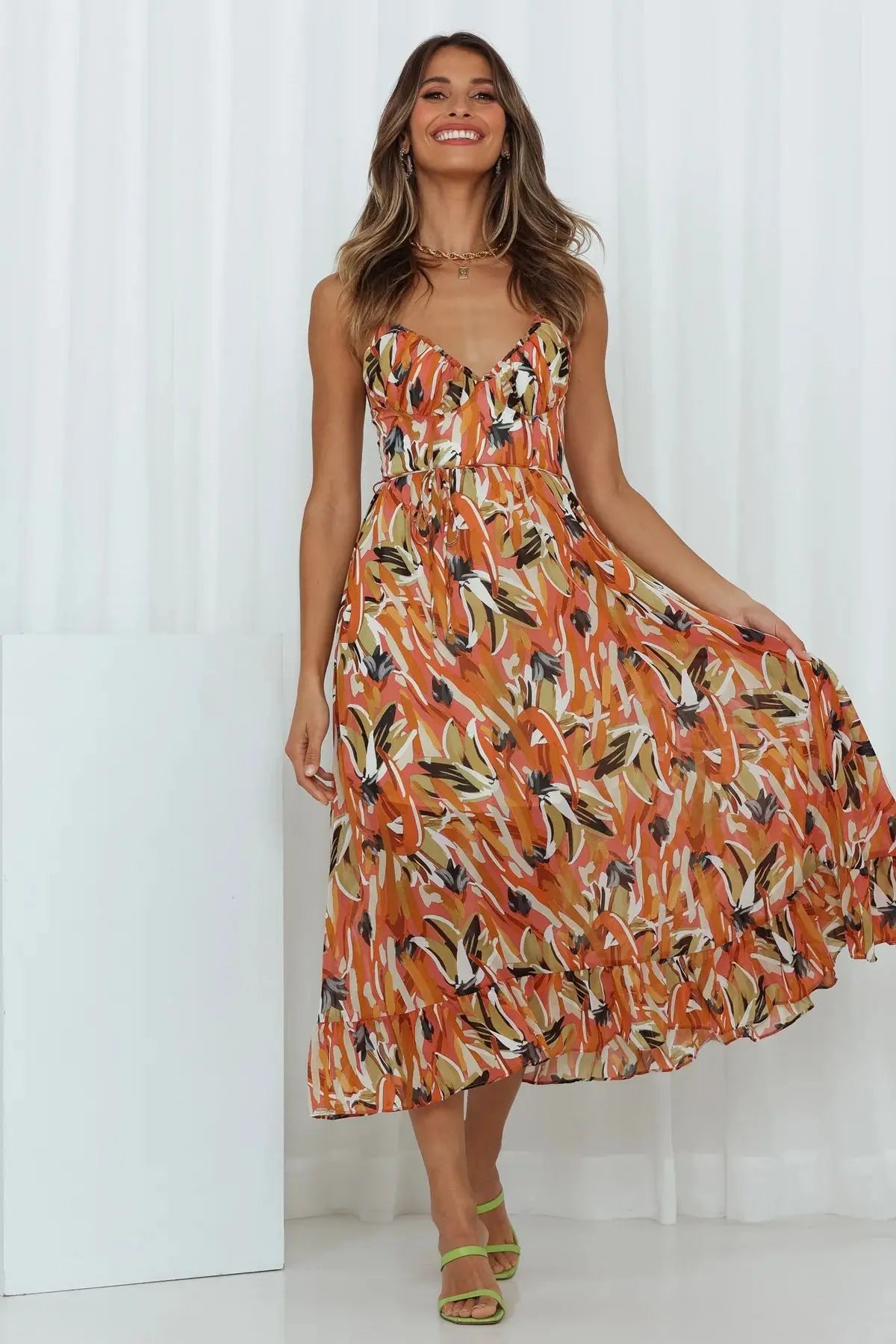 Colorful Dress for Women – Elegant Floral Print Summer Dress