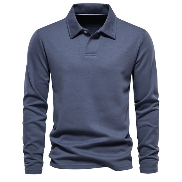 Men's Long Sleeve Polo Shirt – Stylish Cotton Casual Top