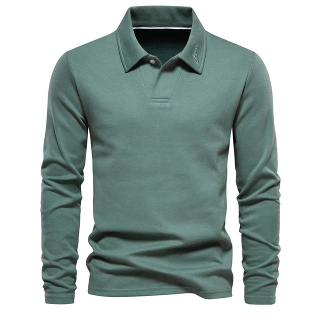 Men's Long Sleeve Polo Shirt – Stylish Cotton Casual Top