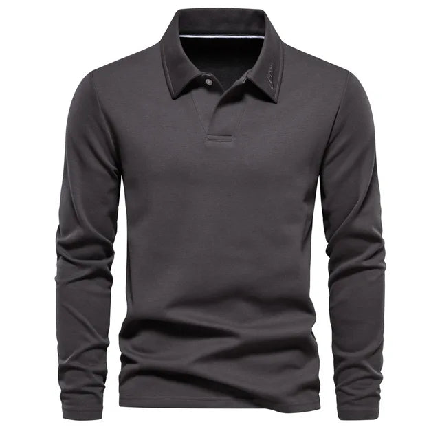 Men's Long Sleeve Polo Shirt – Stylish Cotton Casual Top