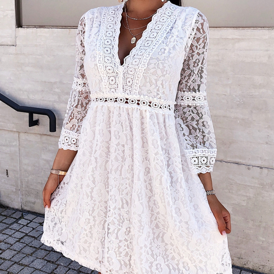 Short Lace Dress for Women – Elegant Party Dress with Sleeves