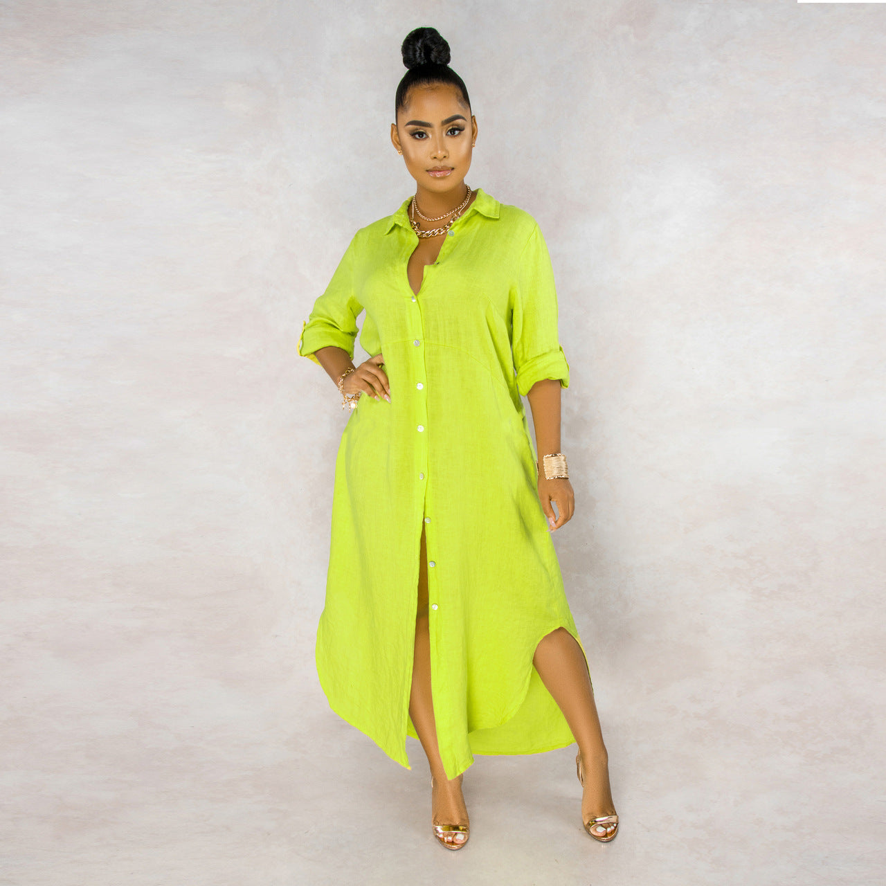 Shirt Dress Set Women – Elegant Casual Dress with Belted Waist and Pockets