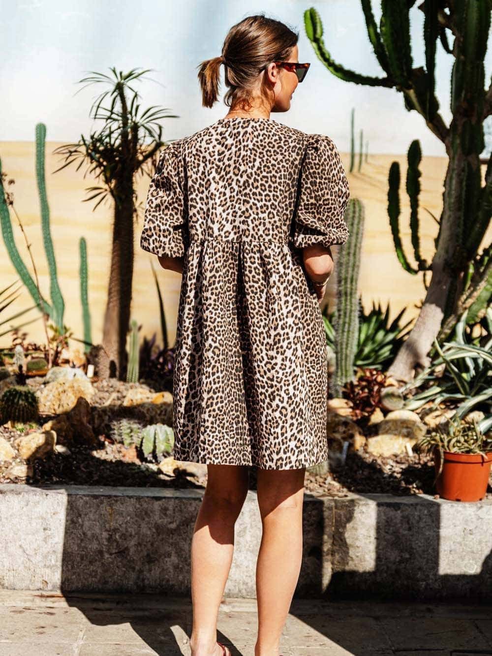 Leopard Print Dress – Women's Elegant Midi Dress for Parties