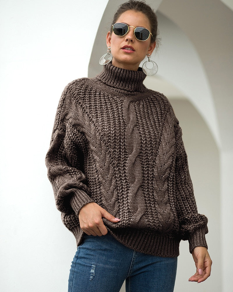 Knitted Turtleneck Sweater Women – Cozy Warm Pullover for Winter Fashion