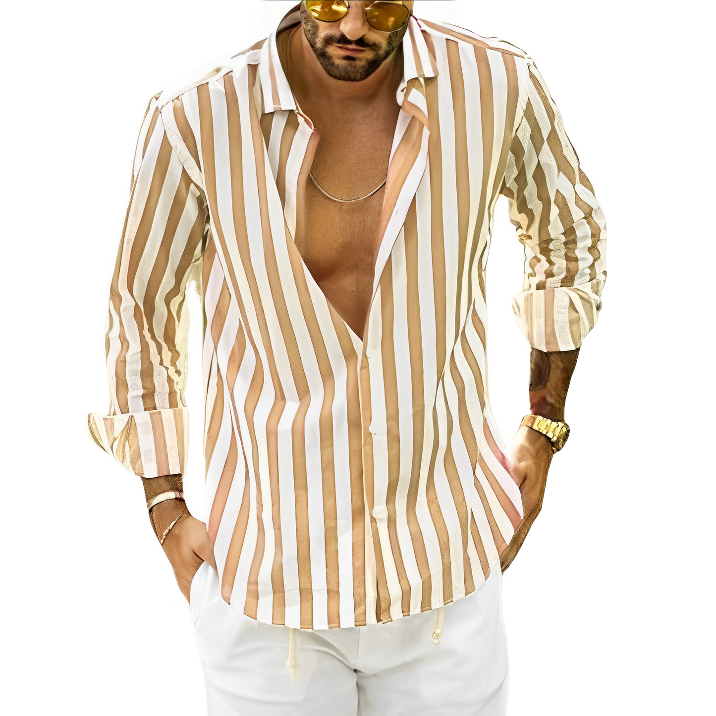 Men's Summer Striped Shirt – Lightweight Casual Short Sleeve Top