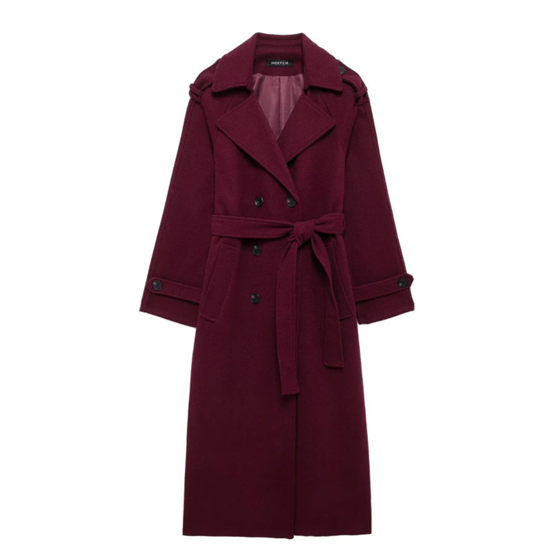 Elegant Burgundy Coat – Stylish Women's Outerwear for Fall and Winter