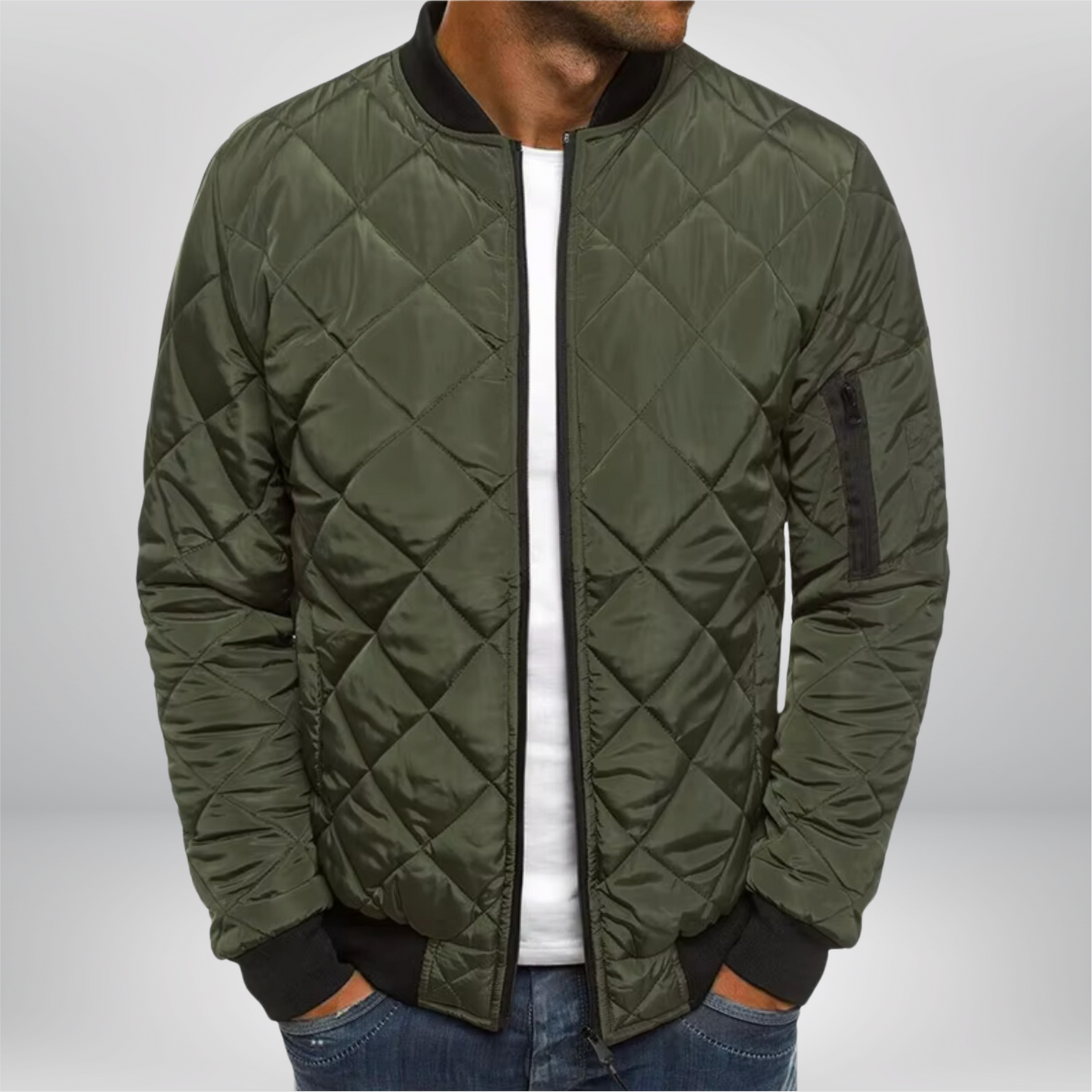 Quilted Bomber Jacket for Men – Stylish Lightweight Outerwear