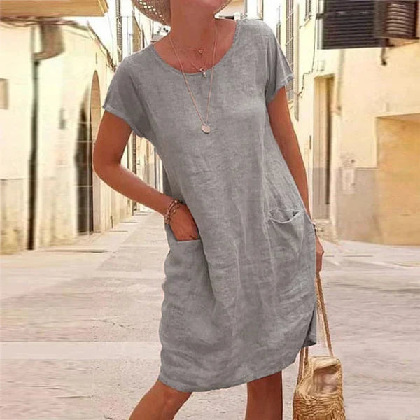 Casual Dress Women – Elegant Summer Dress with Sleeves and Flowy Design