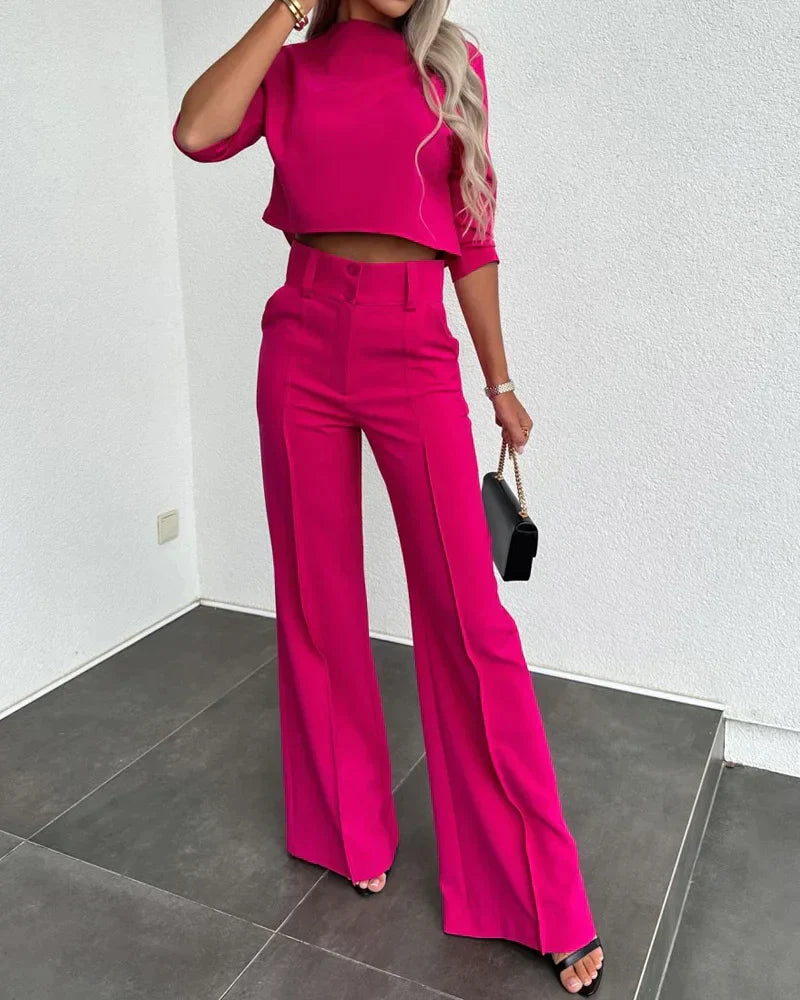 Women’s Jacket and High-Waisted Pants Set – Stylish Casual Outfit for Every Occasion