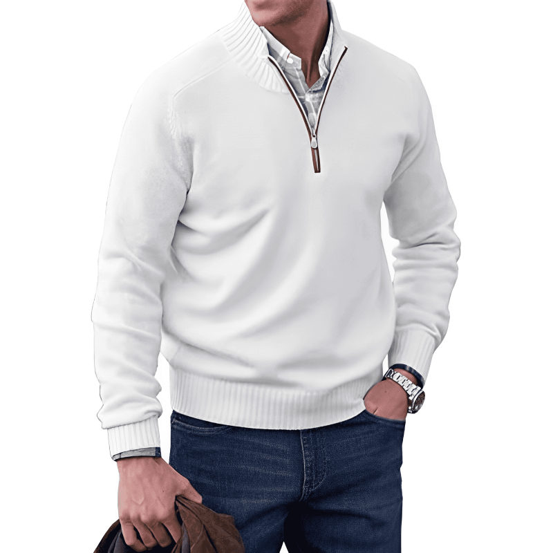 Men's Pullover with Short Zip – Lightweight Casual Sweater for Everyday Wear