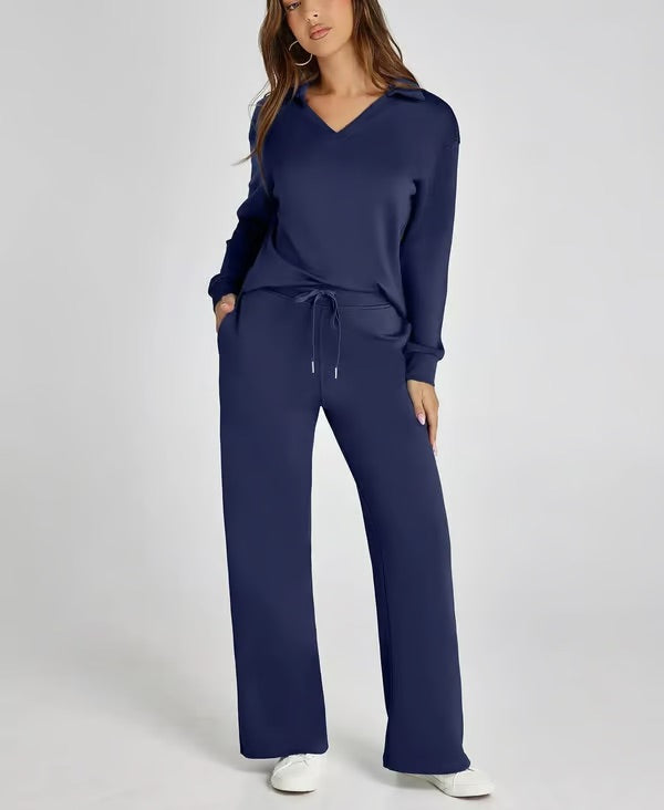 Casual Long Sleeve Set Women – Stylish 2-Piece Lounge Outfit