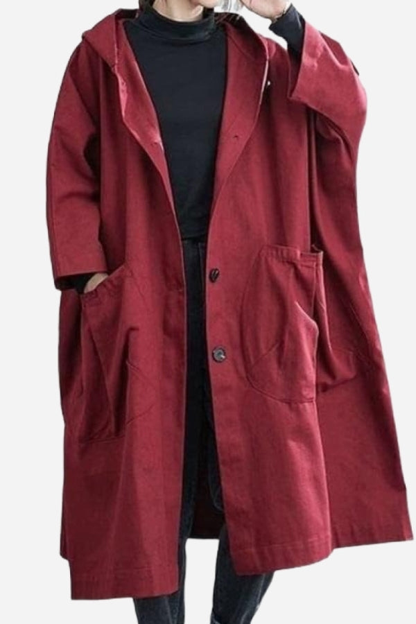 Waterproof Windbreaker Jacket – Burgundy Oversized One Size Fits All