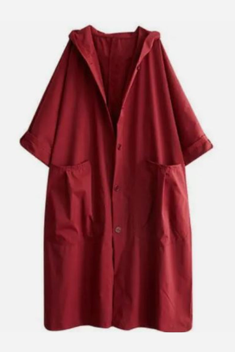 Waterproof Windbreaker Jacket – Burgundy Oversized One Size Fits All