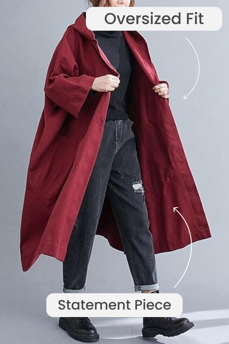 Waterproof Windbreaker Jacket – Burgundy Oversized One Size Fits All