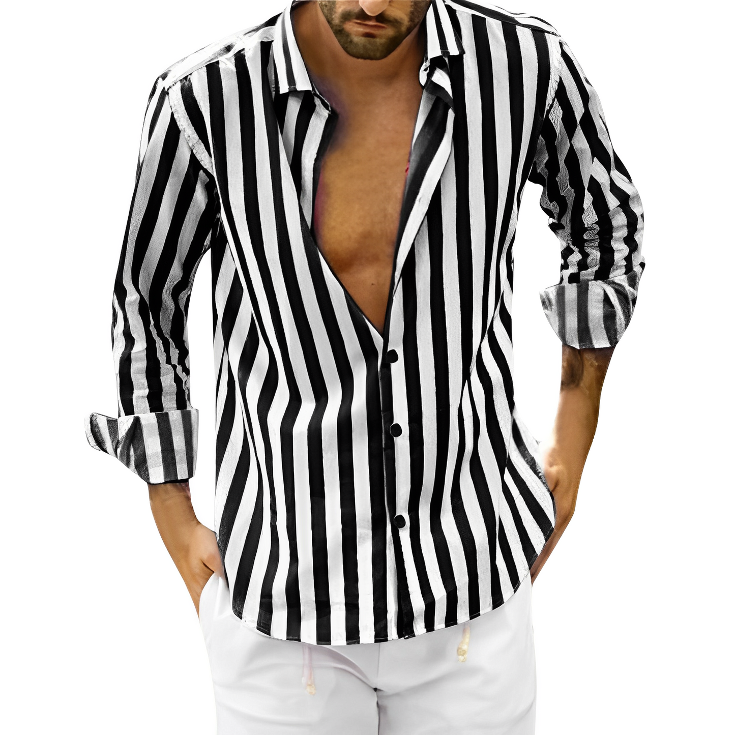 Men's Summer Striped Shirt – Lightweight Casual Short Sleeve Top