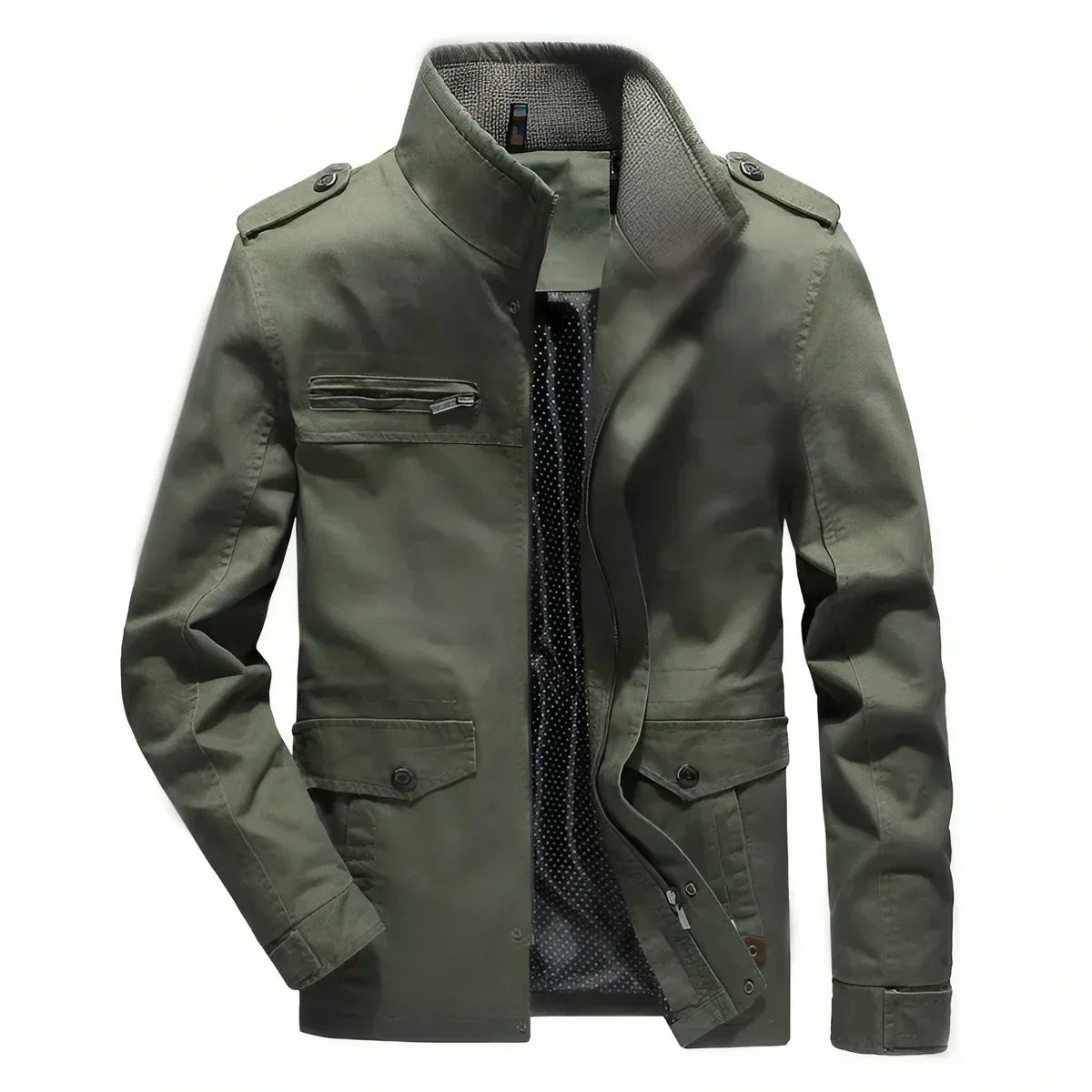 Men's Military Jacket – Stylish Stand-Up Collar Outerwear