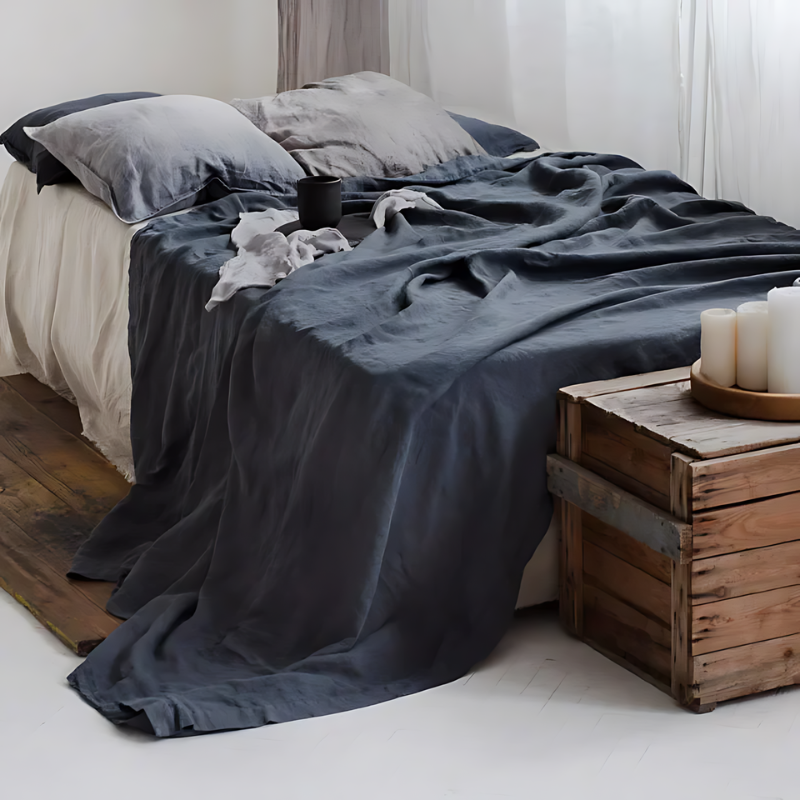 Linen Bed Sheets Set – Cozy Classic Style Bedding for Home Comfort