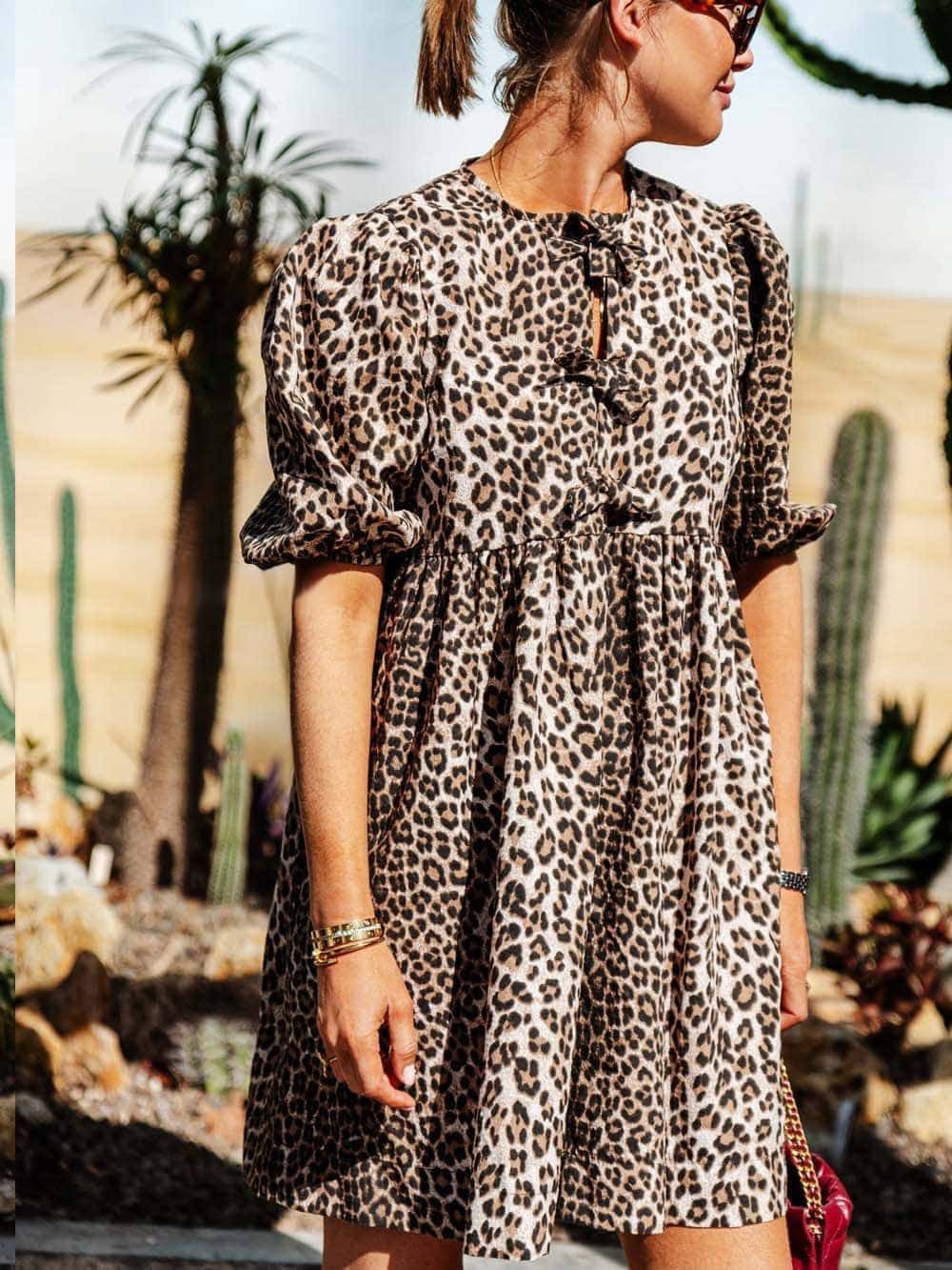 Leopard Print Dress – Women's Elegant Midi Dress for Parties