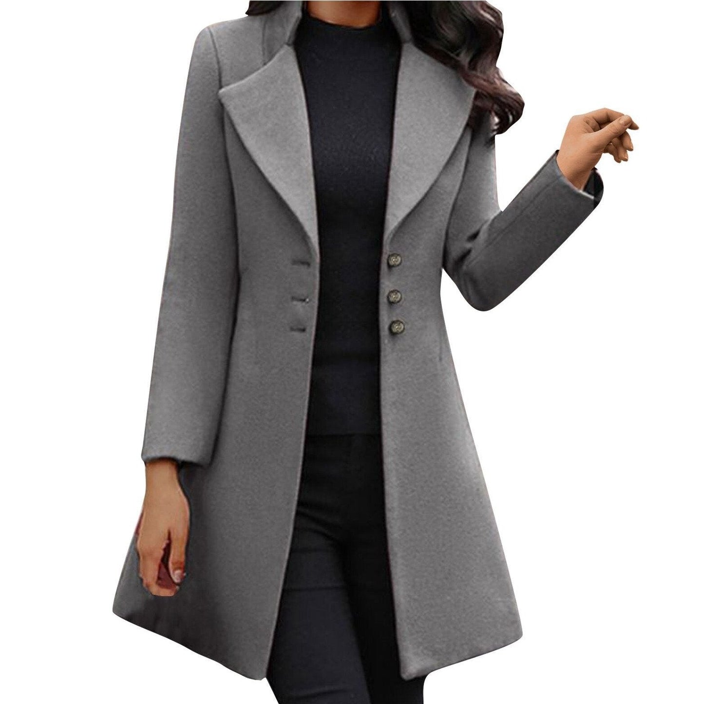 Wool Coat for Women – Italian Long-Sleeve Stylish Outerwear