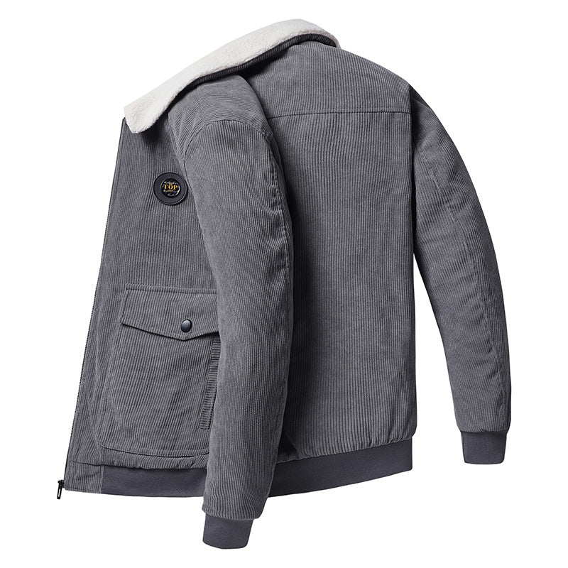 Fleece-Lined Jacket Men – Multi-Pocket Warm Winter Coat