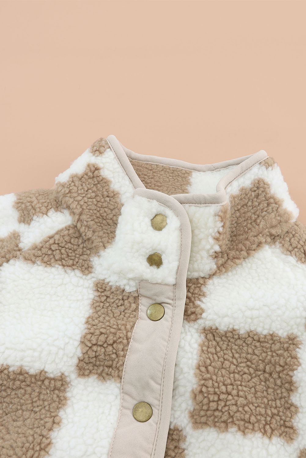 Brown Sherpa Jacket – Checked Cozy Outerwear for Women