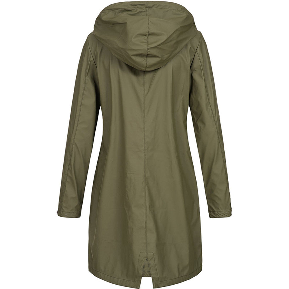 Waterproof Raincoat Women – Long Stylish Rain Jacket for Outdoor Use