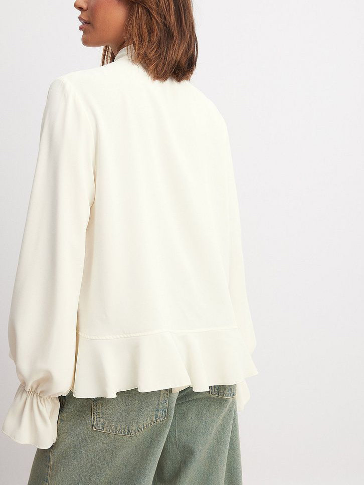 Ruffle Tie Blouse – Stylish Off-White Top for Women