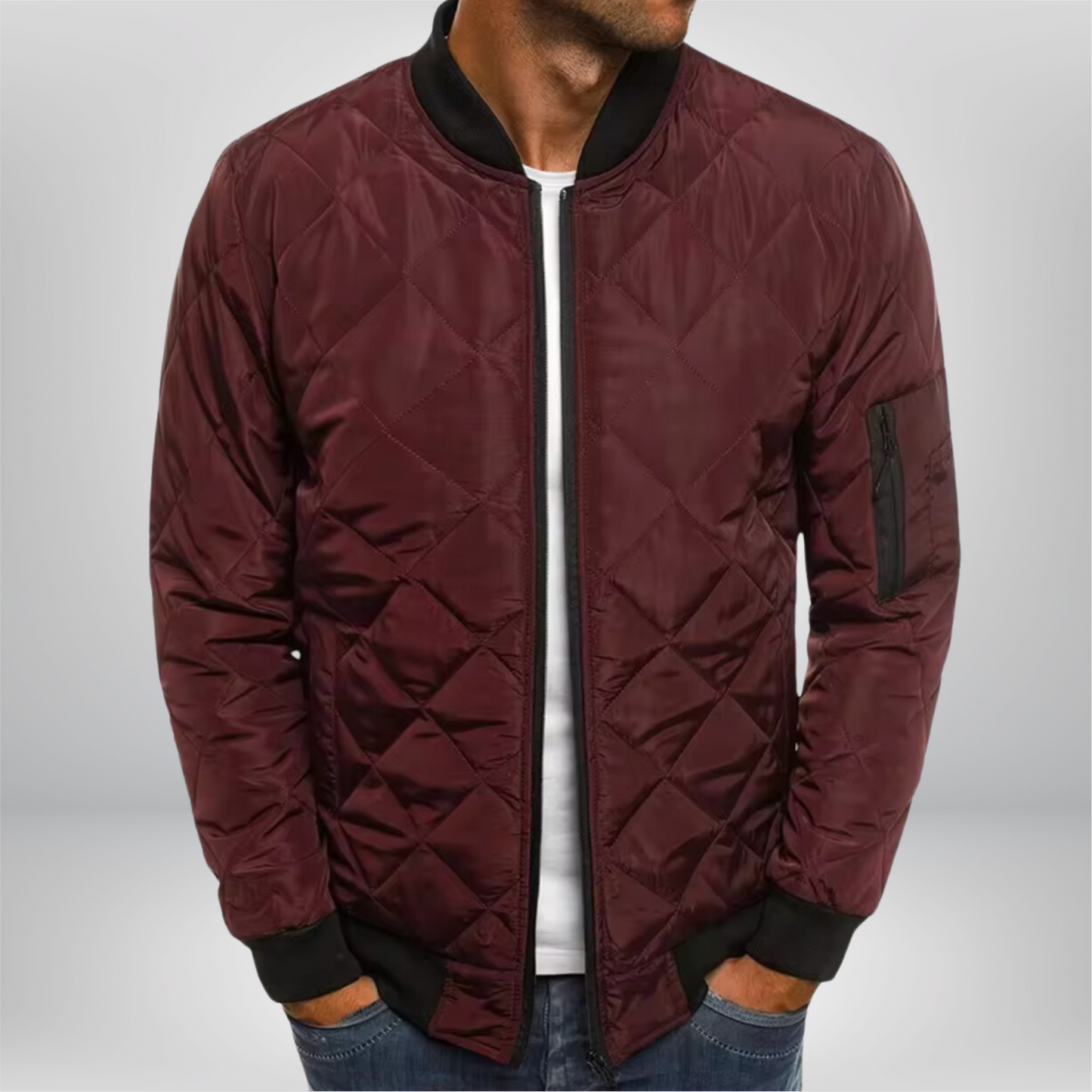 Quilted Bomber Jacket for Men – Stylish Lightweight Outerwear