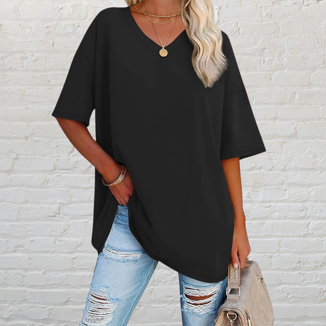 V-Neck Oversized T-Shirt Women – Casual Loose Fit Tee for Everyday Wear