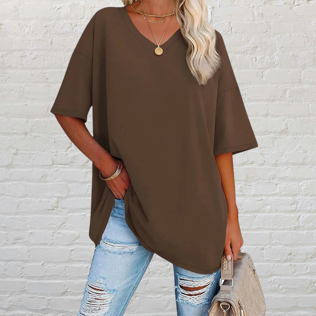 V-Neck Oversized T-Shirt Women – Casual Loose Fit Tee for Everyday Wear