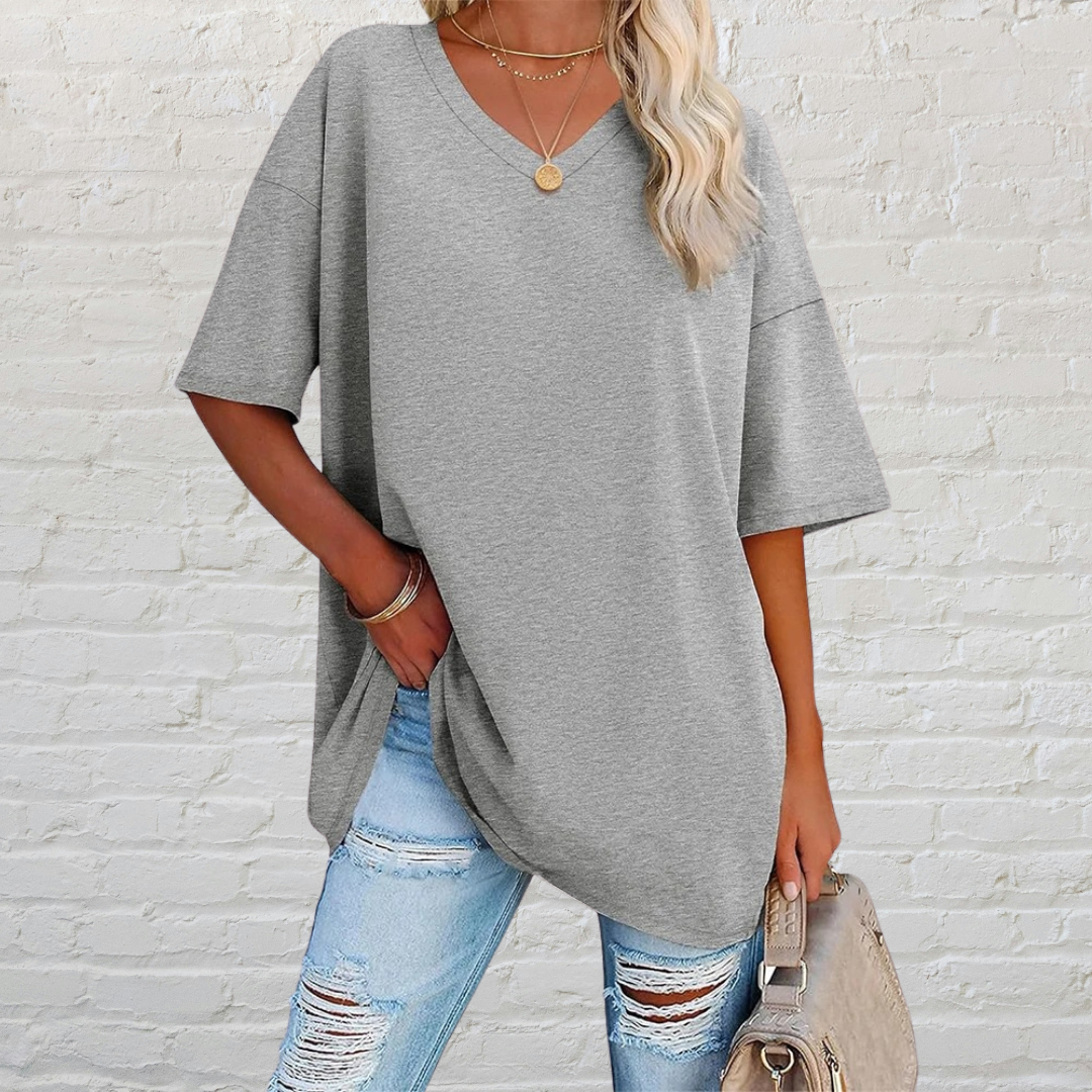 V-Neck Oversized T-Shirt Women – Casual Loose Fit Tee for Everyday Wear