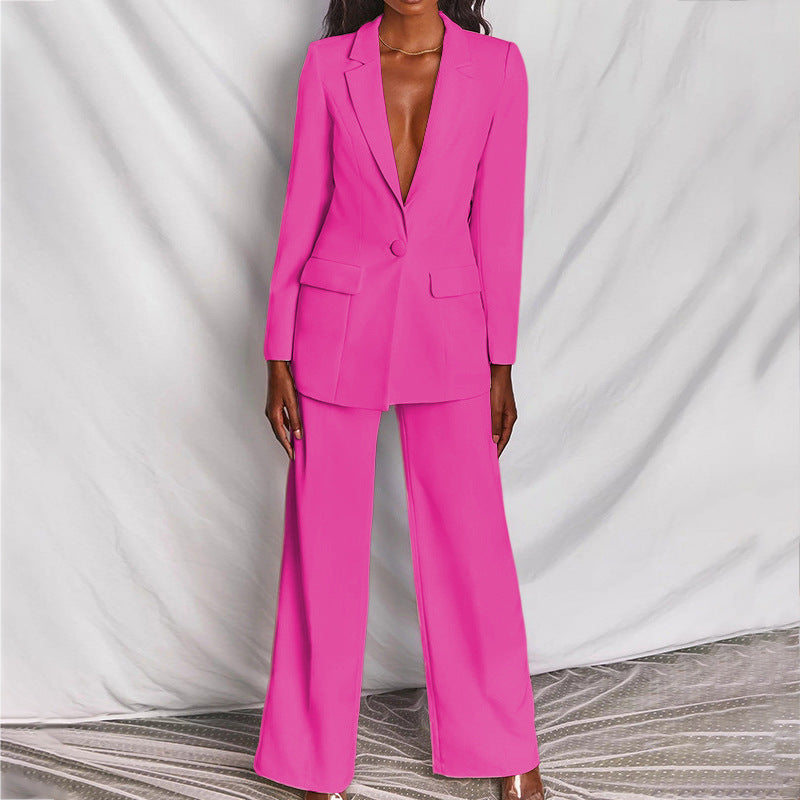 Elegant Blazer and Pants Set – Stylish Women's Suit for Office and Events