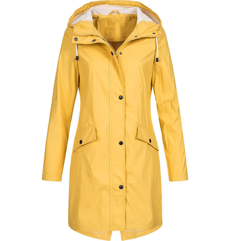 Waterproof Raincoat Women – Long Stylish Rain Jacket for Outdoor Use