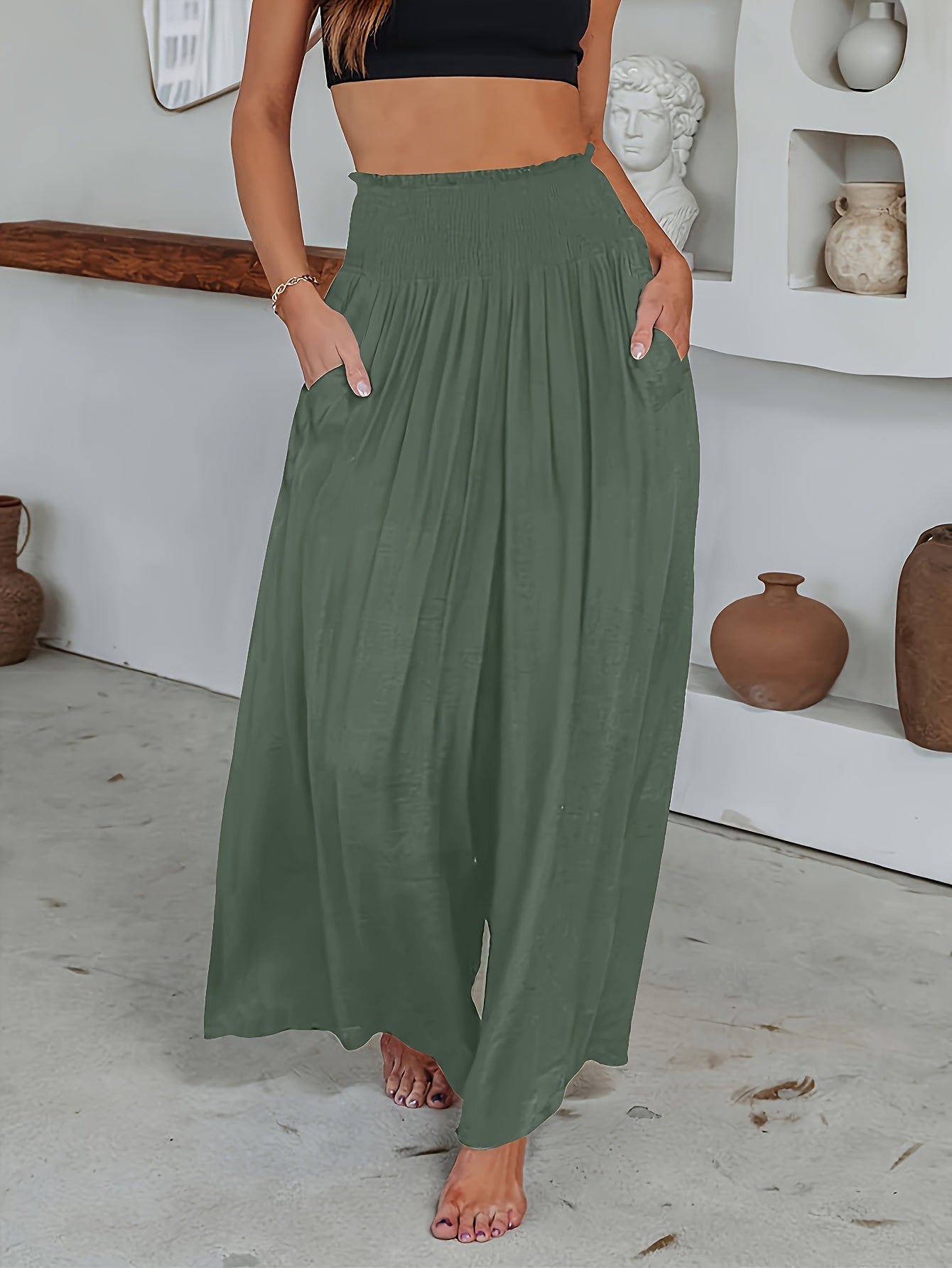 Wide Leg Pants for Women – Chic High-Waisted Trousers in Soft Fabric