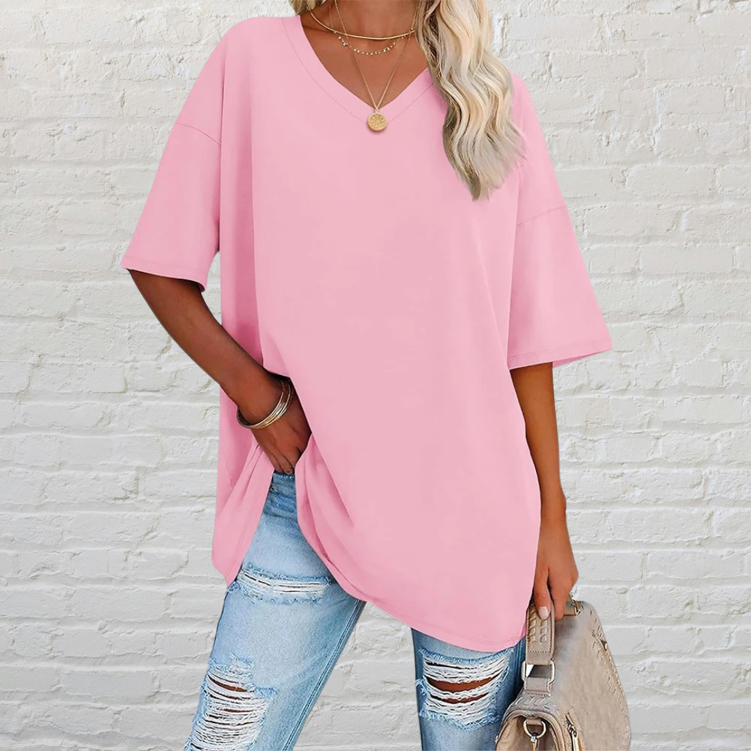 V-Neck Oversized T-Shirt Women – Casual Loose Fit Tee for Everyday Wear