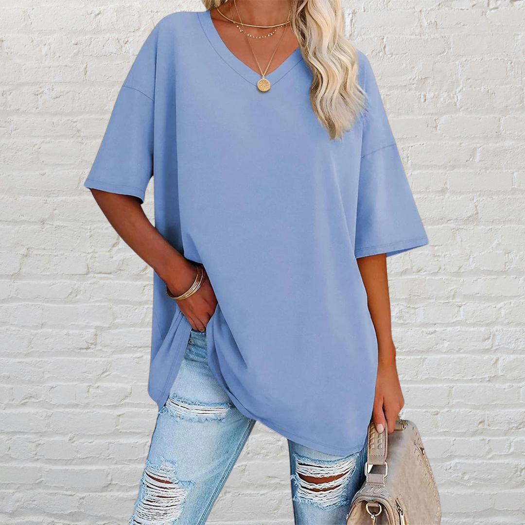 V-Neck Oversized T-Shirt Women – Casual Loose Fit Tee for Everyday Wear