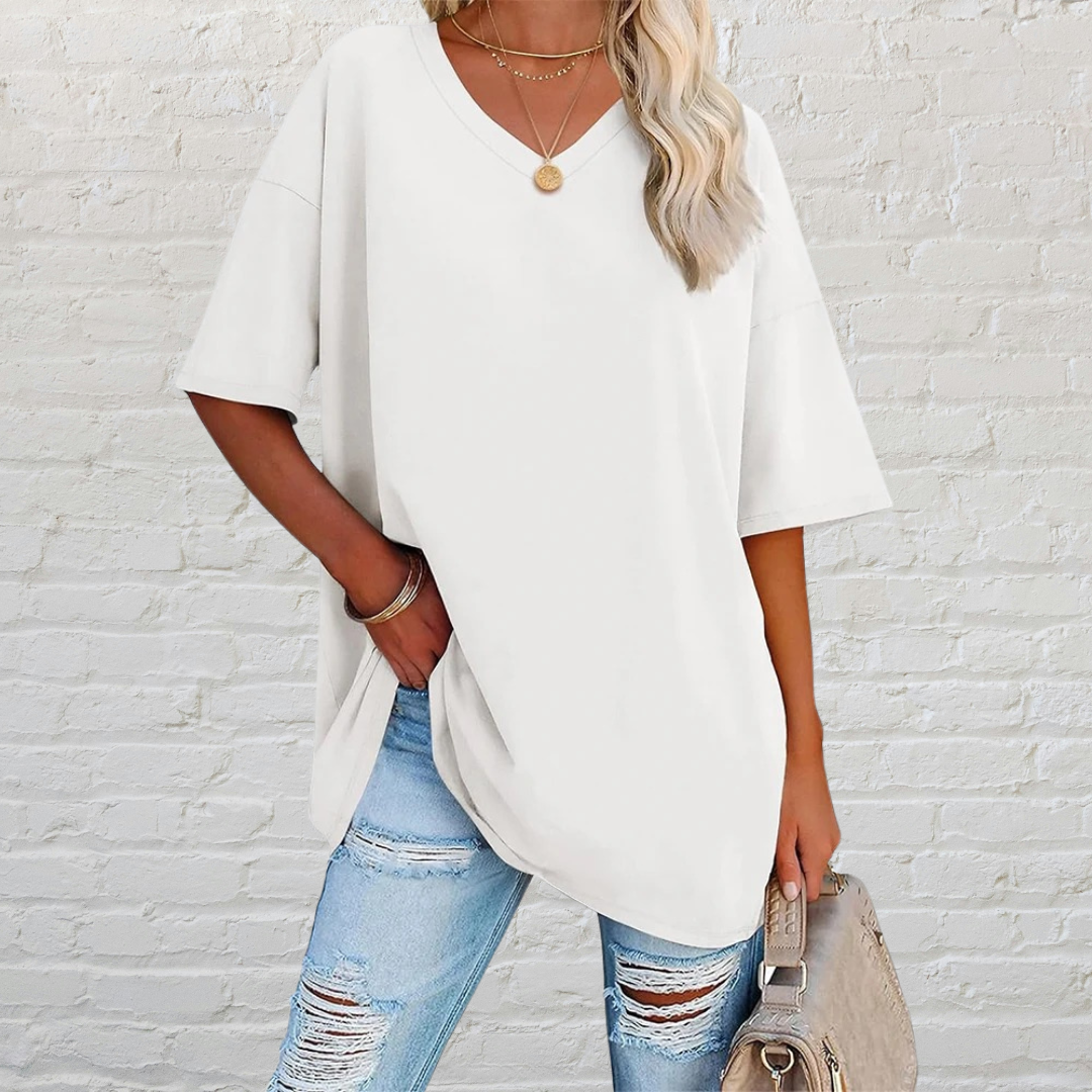 V-Neck Oversized T-Shirt Women – Casual Loose Fit Tee for Everyday Wear