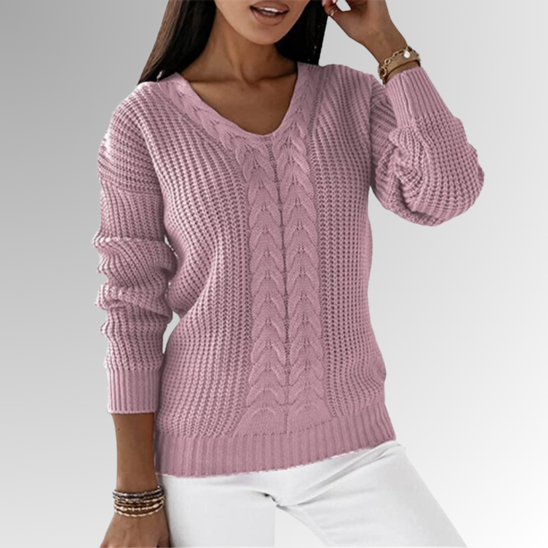 Soft Knit Sweater Women – Cable Knit Design Cozy Pullover