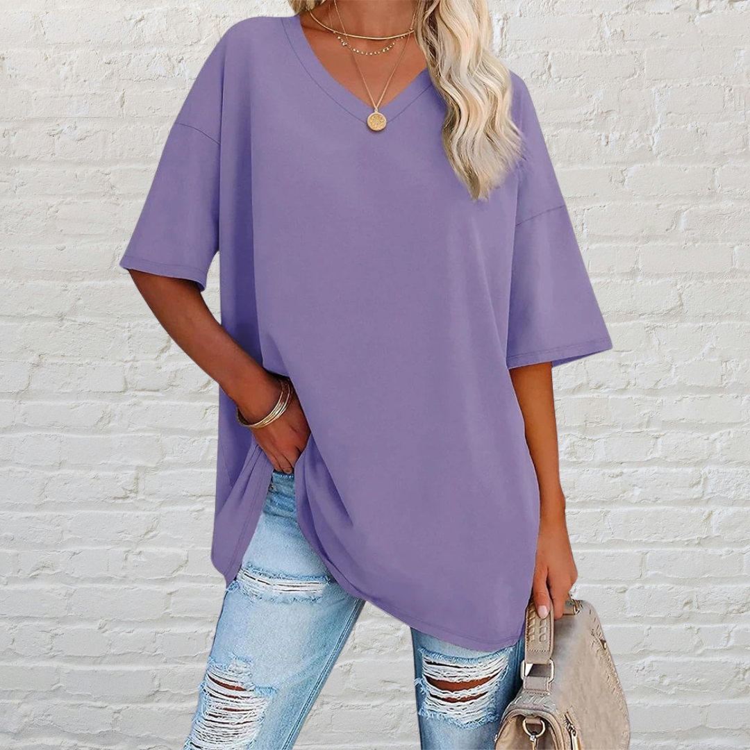 V-Neck Oversized T-Shirt Women – Casual Loose Fit Tee for Everyday Wear