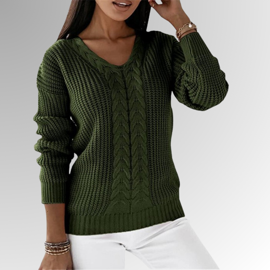 Soft Knit Sweater Women – Cable Knit Design Cozy Pullover