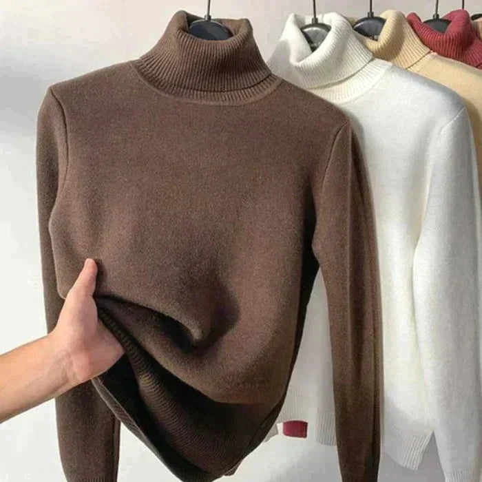 Turtleneck Fleece Sweater Women – Cozy Warm Pullover for Winter