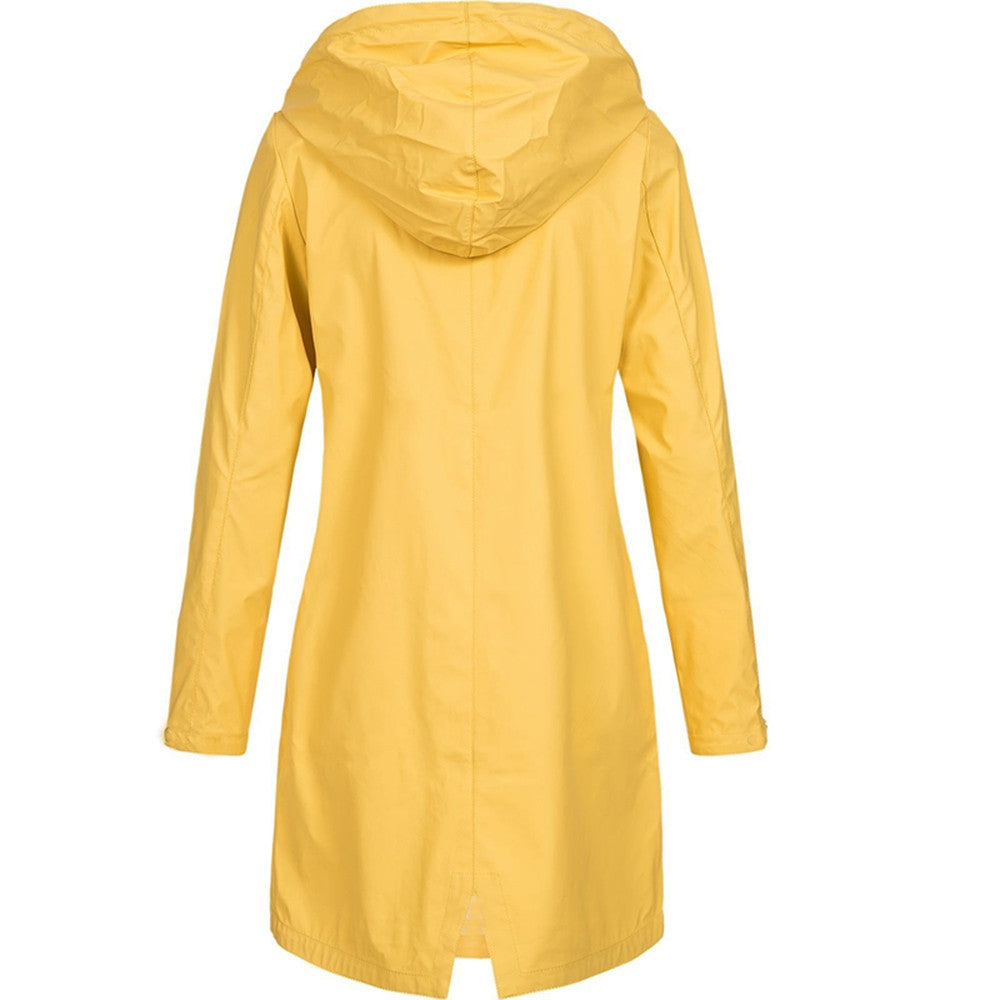 Waterproof Raincoat Women – Long Stylish Rain Jacket for Outdoor Use