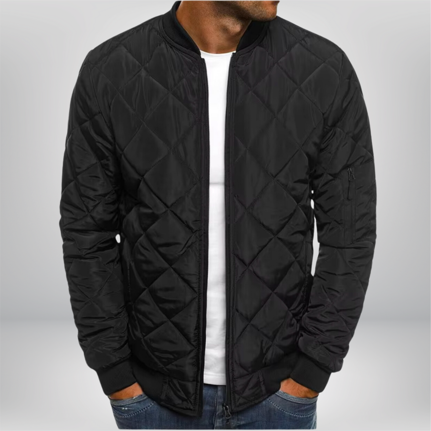 Quilted Bomber Jacket for Men – Stylish Lightweight Outerwear