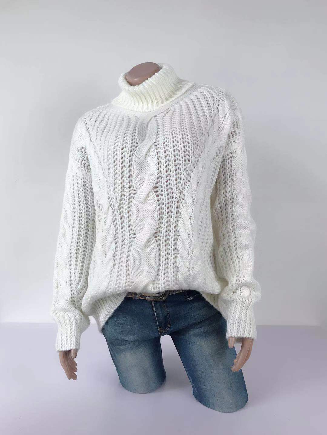 Knitted Turtleneck Sweater Women – Cozy Warm Pullover for Winter Fashion