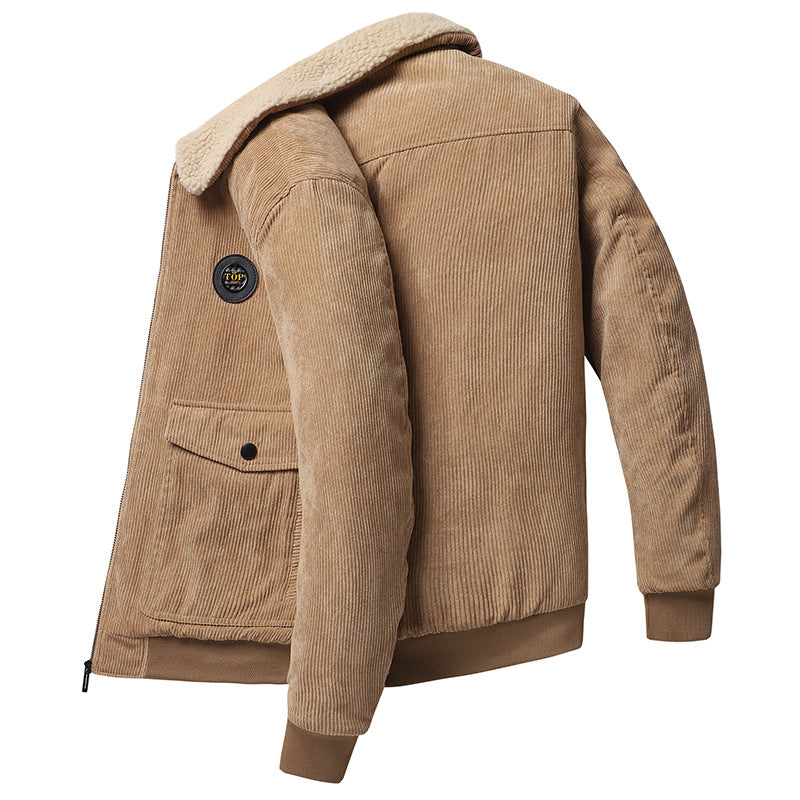 Fleece-Lined Jacket Men – Multi-Pocket Warm Winter Coat