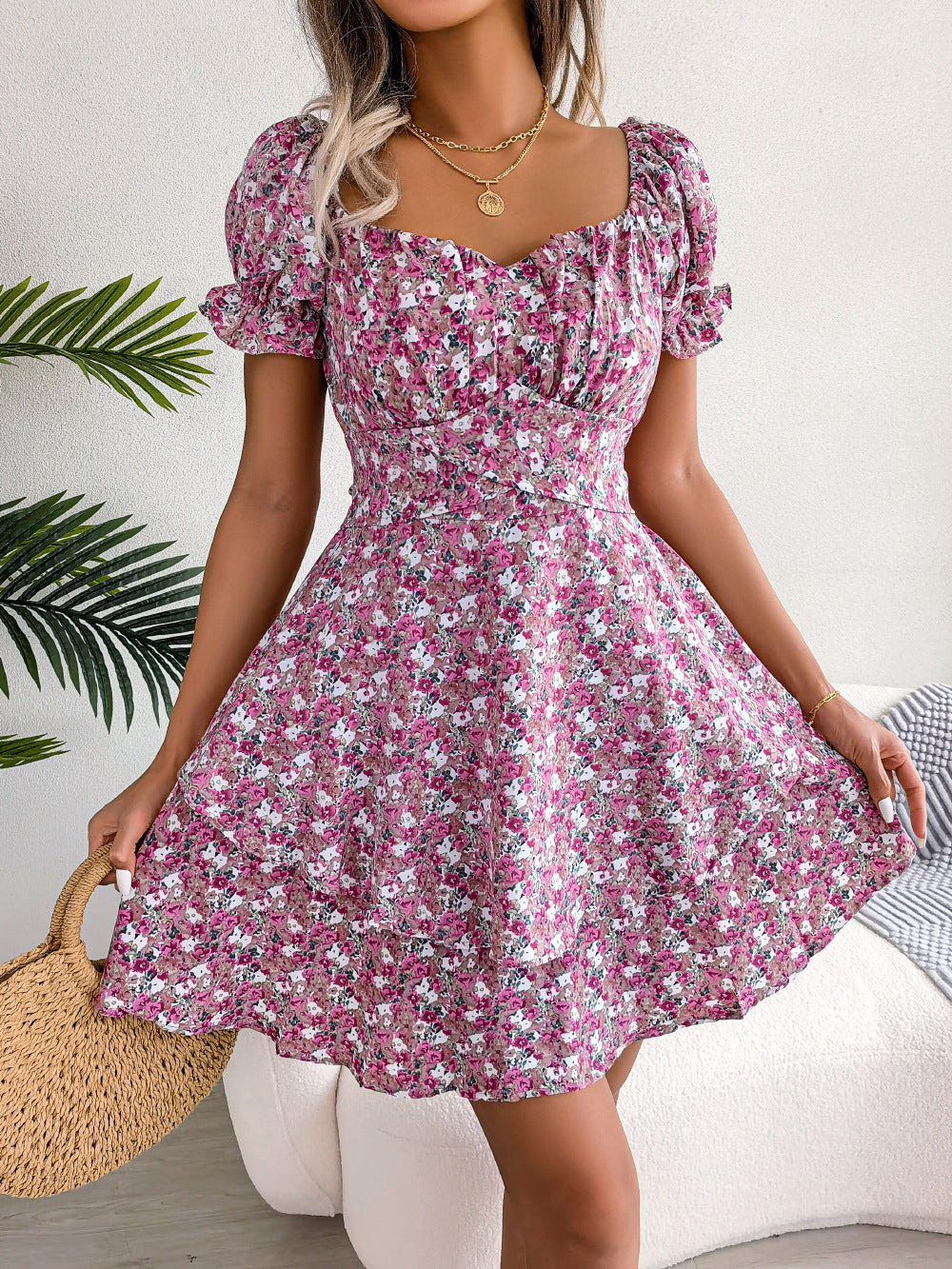 Cheerful Dress for Women – Elegant Summer A-Line Floral Midi