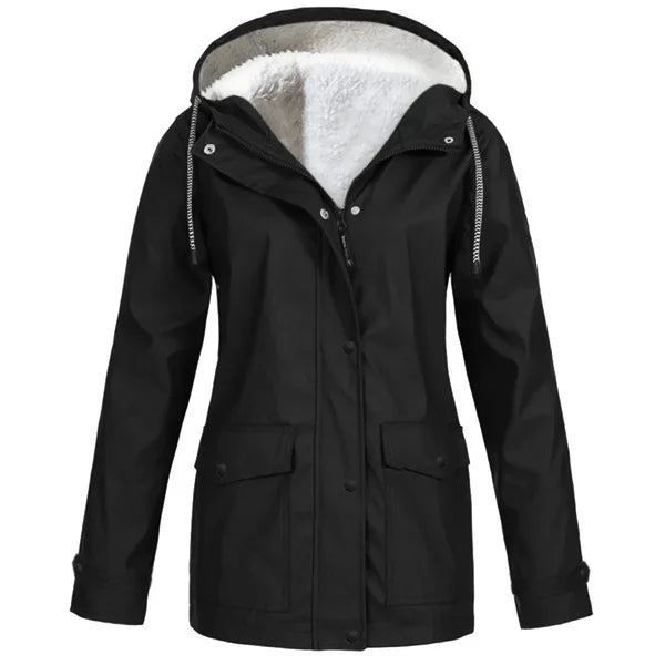 Warm Fleece Raincoat Women – Stylish Waterproof Jacket for Cold Weather