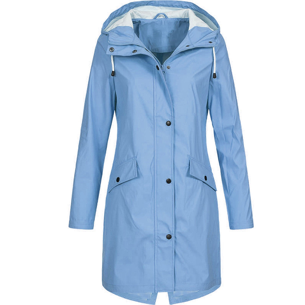 Waterproof Raincoat Women – Long Stylish Rain Jacket for Outdoor Use