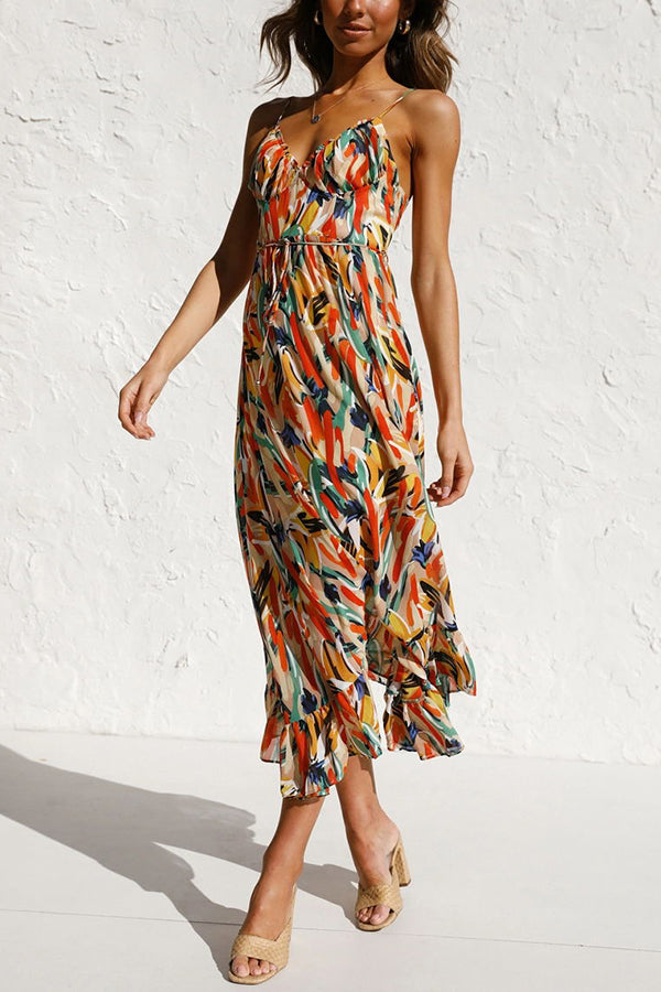 Colorful Midi Dress for Women – Elegant Casual Dress with Vibrant Print