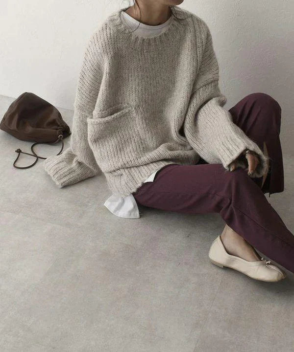 Elegant Sweater with Oversized Pockets – Cozy Knitwear for Women